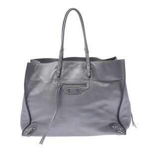 BALENCIAGA The Paper Gray Calfskin Tote Bag